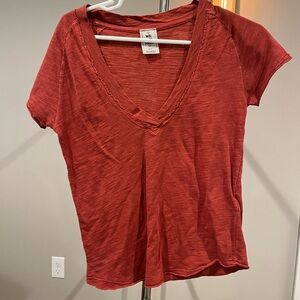 We The Free Deep V-Neck Rust Tee